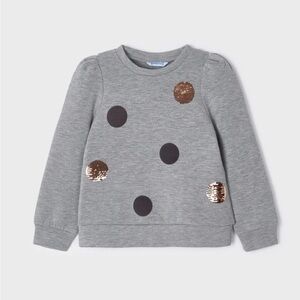 Mayoral gray sweatshirt with sequin polka dots
